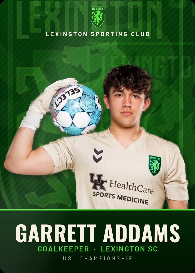Garrett Addams trading card — front